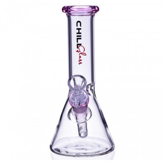 8\" CHILLGLASS CLEAR BEAKER BASE BONG WATER PIPE - Pink New