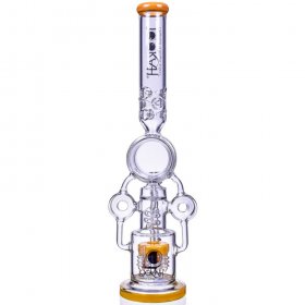 Lord Of Space Stone - Lookah? - 21" Donut Recycler Domed Sprinkler Perc Bong - Milky Amber New