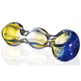 3" BUBBLED GLASS PIPE Golden Fumed New