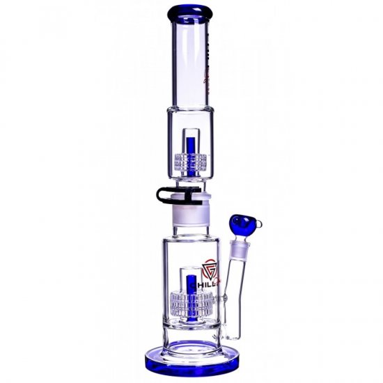 Chill Glass 19\" Bong with Double Inline Matrix Perc - Blue New