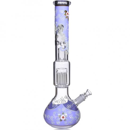 Primrose - 18\" Glow In The Dark Beaker Bottom Bong With 10-arm Tree Perc New