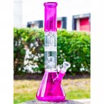 The Colorful - 13" Twin Dome Percolators Bong - Pink New