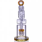 The Predator - 13" Donut 3-Arm Recycler Bong - Amber New