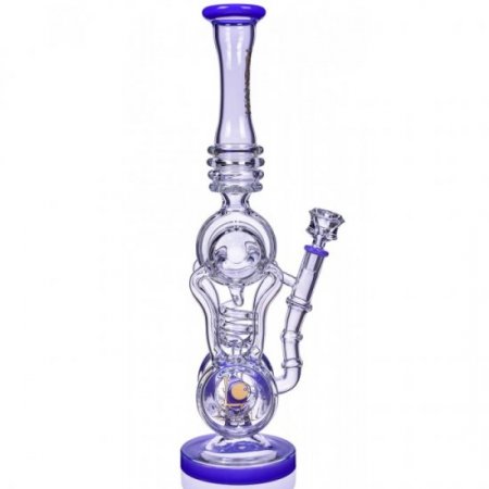 Twin Turbo - Lookah? - 16" Double Barrel Recycler Bong - Purple New