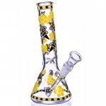 The Swarm - 8" Glow In The Dark Honeycomb Beaker Bong - Yellow/Black New