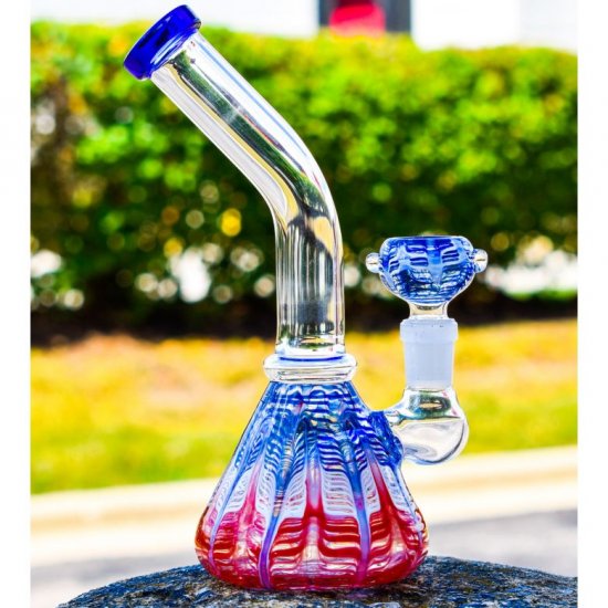 The Homing Pigeon - 8\" Colorful Pattern Tilted Neck Bong New