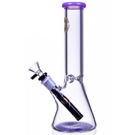 The Ancient - 10" Geometric Flower base Design Beaker Water Pipe -- Golden Purple New