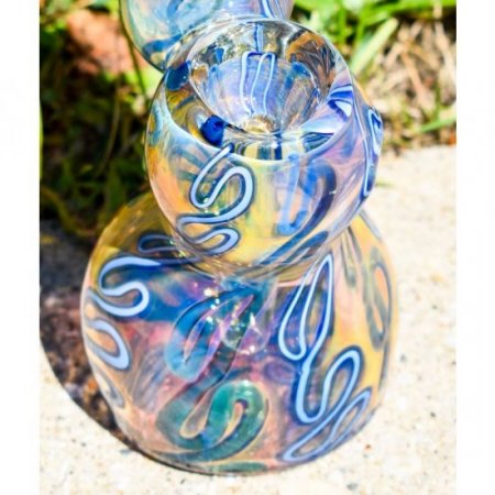 Sneaky Swirls - 8" Golden Fumed Swirled Bubbler New