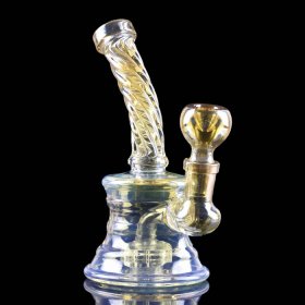 The Golden Hurricane Shower Head Bong with 14MM Dry Herb Bowl And 14mm Banger - Tilted New