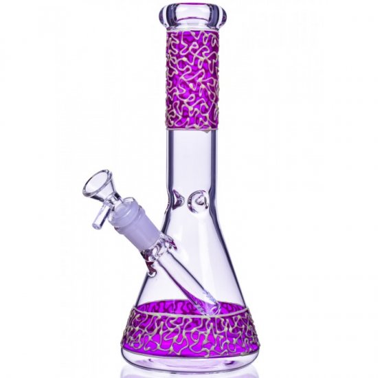 Glowing Smoke - 11\" Glow In The Dark Beaker Bong - Pink New