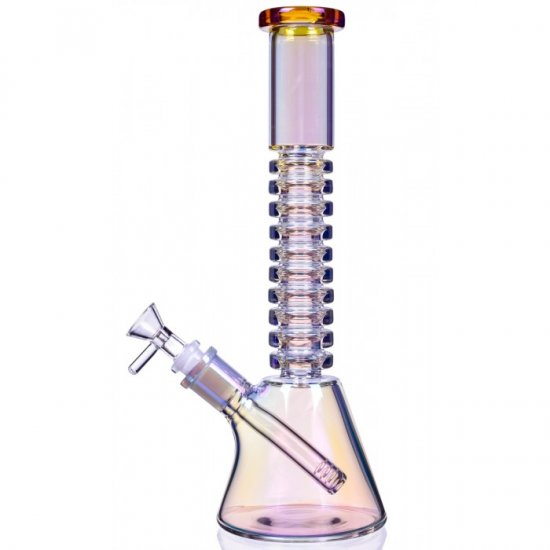 The Gold Mine - 12\" Electro Plated Beaker Bong - Iridescent / Clear New