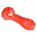 3" Marble Swirled Glass Spoon Hand Pipe - Red New