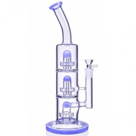 The Defender - 14" Triple Inline Showerhead Bong - American Blue New