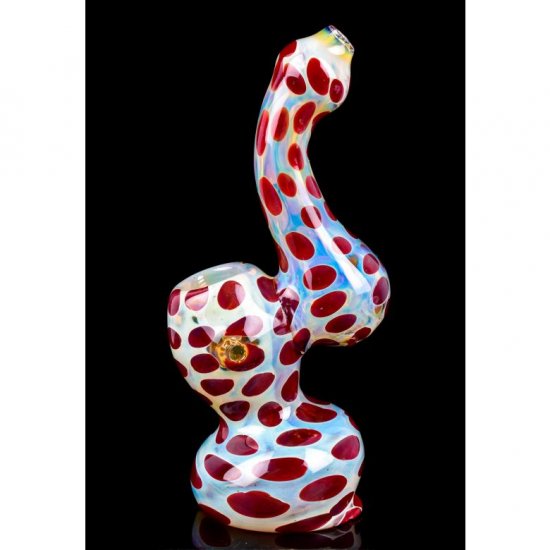 Red Snake - 7\" Spotted Fumed Sherlock Bubbler New