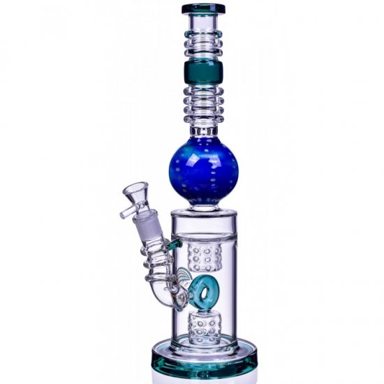 Sky\'s High - 16\" Spherical Ball Work Dual Swiss Donut Perc Bong New