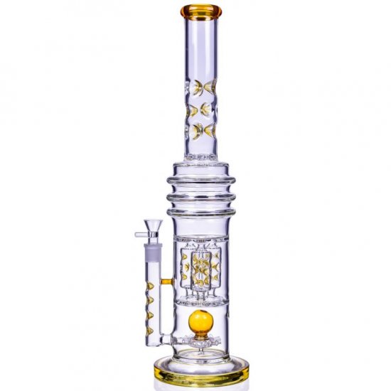 Smoke Runner - 22\" Triple Chamber w/ Sprinkler Perc Bong - Amber New