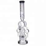 Smokenator - Lookah Platinum Design Series Bong - 20" Platinum Donut Recycler Bong With Spiral Percs - Black Ice New