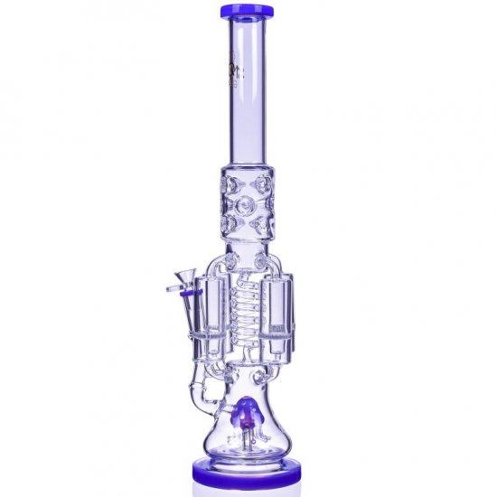 Chamber\'s of Secrets - SMOQ Glass - 22\" Quad Honeycomb to Sprinkler Perc Bong - Purple New