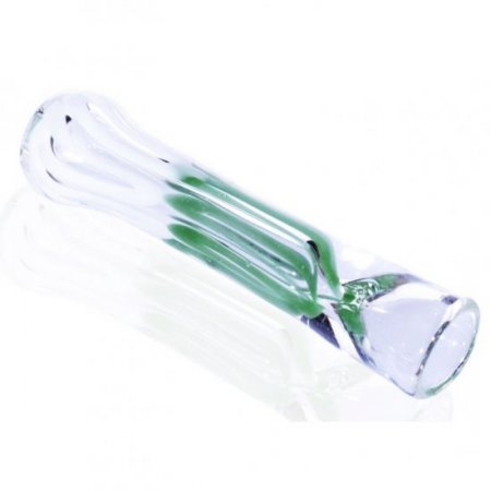 3" Striped Chillum - Green N White New