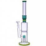 The Forest - 16" Dual Perc Cylinder Base Bong - Greenish Teal New