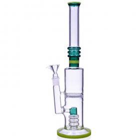 The Forest - 16" Dual Perc Cylinder Base Bong - Greenish Teal New