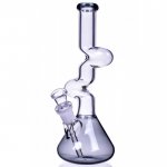 The Goliath - Curved Neck Double Zong Bong Water Pipe - Ash Black New