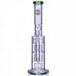 The Wicked Tower - On Point Glass - 18" Straight Swiss to Donut Perc Bong - Ice Blue New