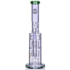 The Wicked Tower - On Point Glass - 18" Straight Swiss to Donut Perc Bong - Ice Blue New