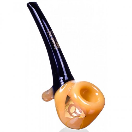 Diamond Glass? - 6\" Sherlock Glass Hand Pipe - Amber/Black New