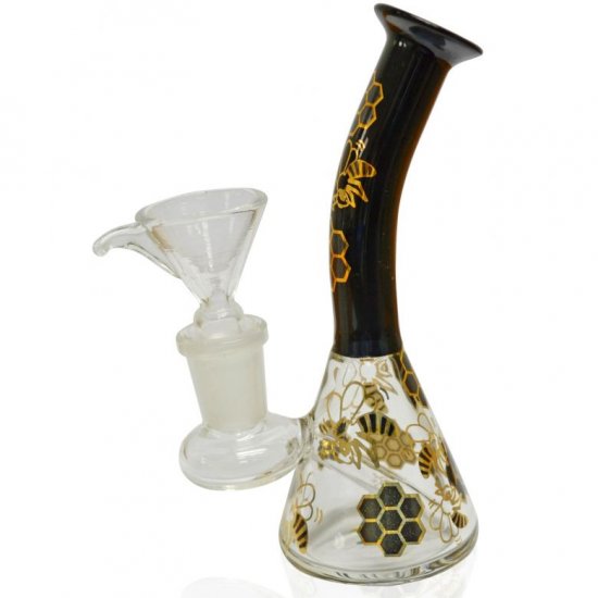 5\" Holographic Golden Honeycomb Water Pipe - Black New