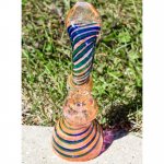 Smoke Through - 8" Heavily Golden Fumed Bubble Trap Bubbler New