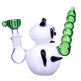 Master Yo - 4" Panda Glass Hand Pipe Bubbler - White New