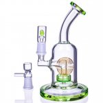 The Attraction - 7" Titled Showerhead Perc Bong/Dab Rig - Clear Green New