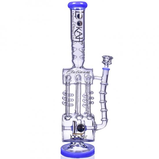 The Missing Alderaan Relic - Lookah? - 18\" Barrel Spiral Blast Recycle Ice Glass Bong - American Blue New