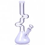 The Goliath - Curved Neck Double Zong Bong Water Pipe - Pearl White New