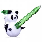 Master Yo - 4" Panda Glass Hand Pipe Bubbler - White New