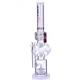 The Eris - Chill Glass - 21" Quad Ball Chamber Sprinkler Perc Bong - White New