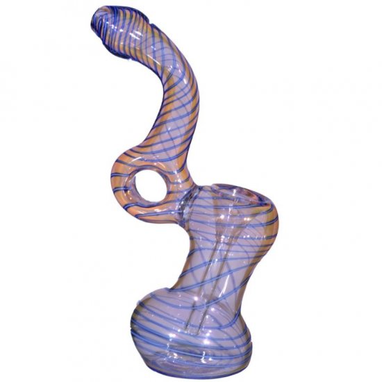 7\" Swirled Golden Fumed Bubbler - Looped New