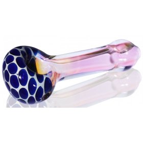 4" Cheetah Bowl Fumed Glass Pipe - Blue Spotted New