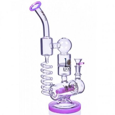 Love Goddess - Lookah? - 13" Coil Perc to Honeycomb Perc Bong - American Pink New