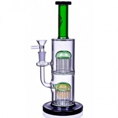 The Warrior - 11" Heavy Double Tree Perc Bong Water Pipe On Duty - Green New