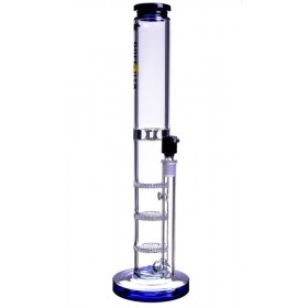 16" Extra Heavy Triple Honeycomb Perc Bong Water Pipe With Matching Bowl - Black New