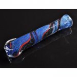 3" Blue Fritted Chillum - Dichroic Twisted Ink New