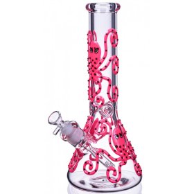 Smokey Octopus - 13" Glow In The Dark Beaker Bong - Pink New