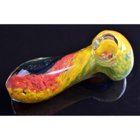 3.5" Colored Swirled Dichro Pipe - Rasta Dichro New