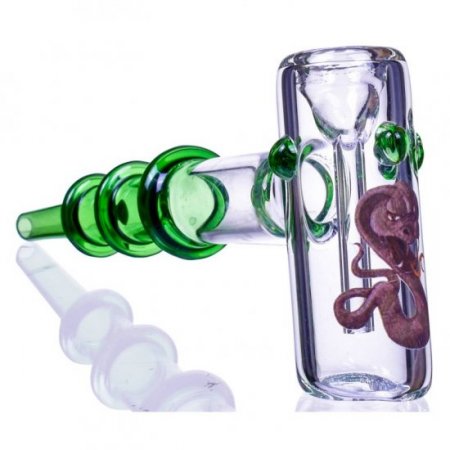 J?rmungandr - 7.5" Tripe Ringed Hammer Bubbler - Green New