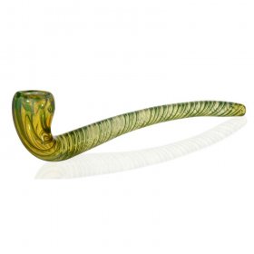 12" Candy Striped Sherlock Glass Hand Pipe - Green Apple New