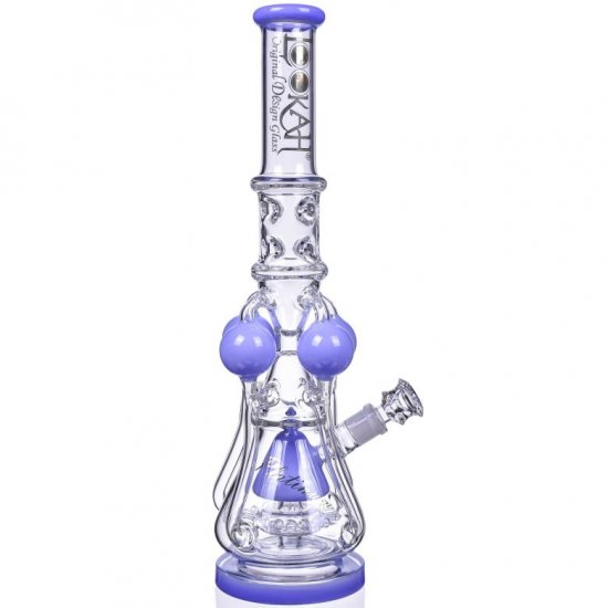 The Amazonian Trophy - LOOKAH PLATINUM SERIES - 19\" SMOKING BONG WITH 4 CIRCULAR CHAMBER RECYCLER AND SPRINKLER MUSHROOM PERC - Milky Blue New