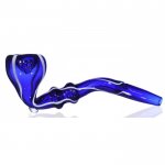 5" Ridged Sherlock Glass Pipe - Blue New