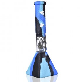 Smoke Pyramid - 11" Stratus Pyramid Blue Silicone bong with 19mm down stem and 14mm bowl New
